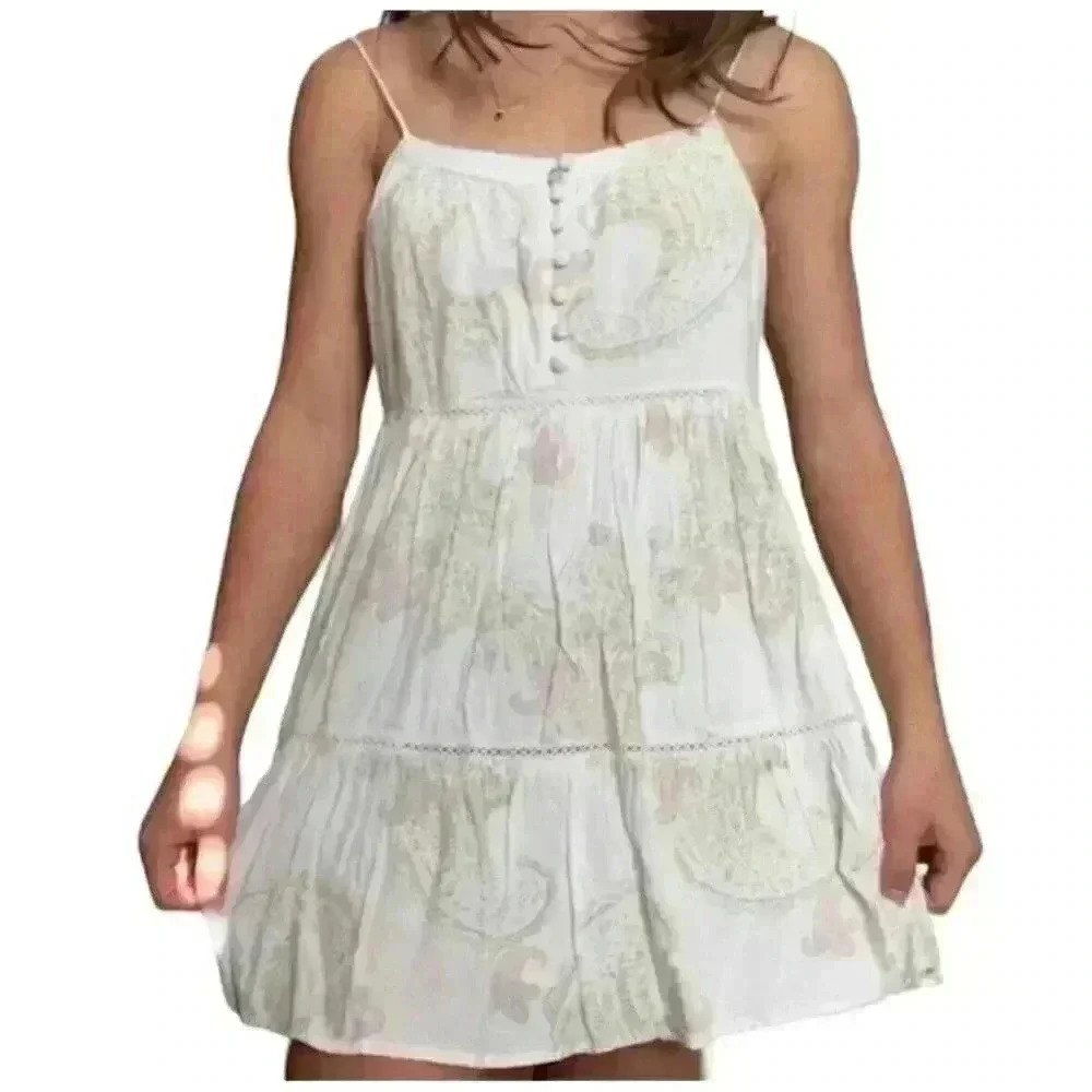 Urban Outfitters Honey Tiered Bohemian Frock Mini Dress Size M Paisley Print
